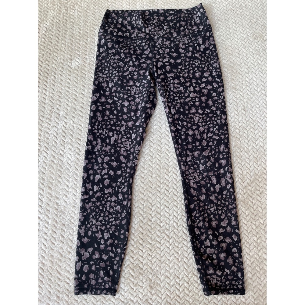 Fabletics Purple Black Leopard Print High Waisted Leggings Women Size Small